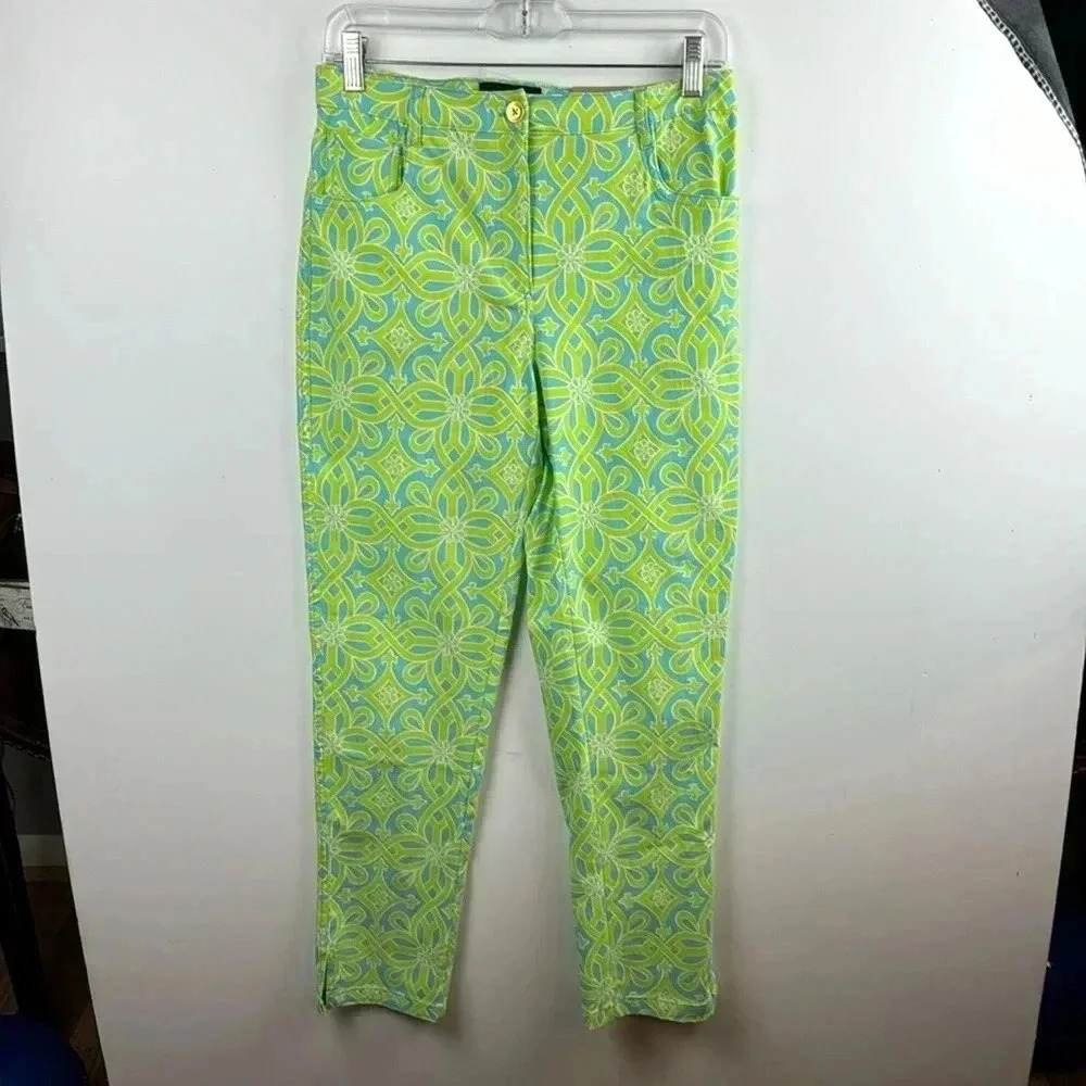 TRUTH ANKLE BY REPUBLIC SZ MM COLORFUL BLUE GREEN JEANS SLIT AT BOTTOM OF LEG